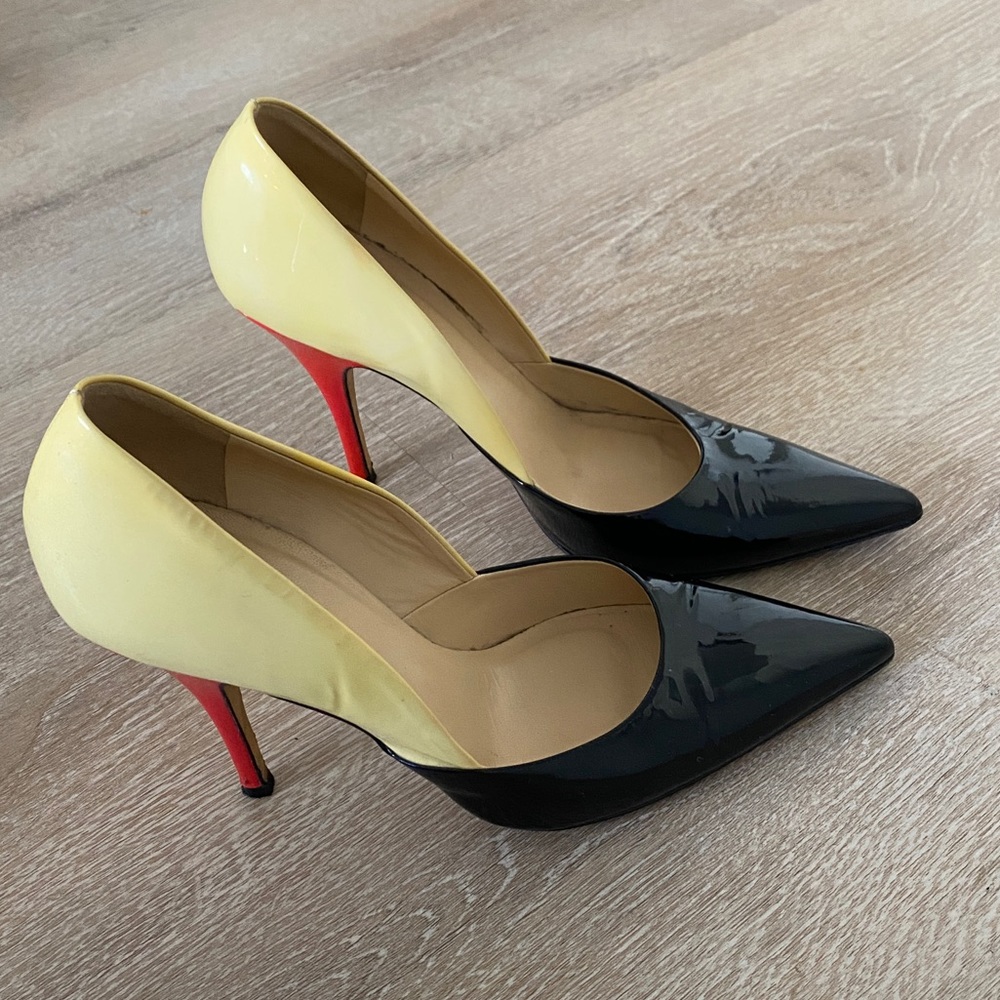 Kate Spade Color-block “Lottie” pumps - size 8 🖤🧈🍓Rare color combo